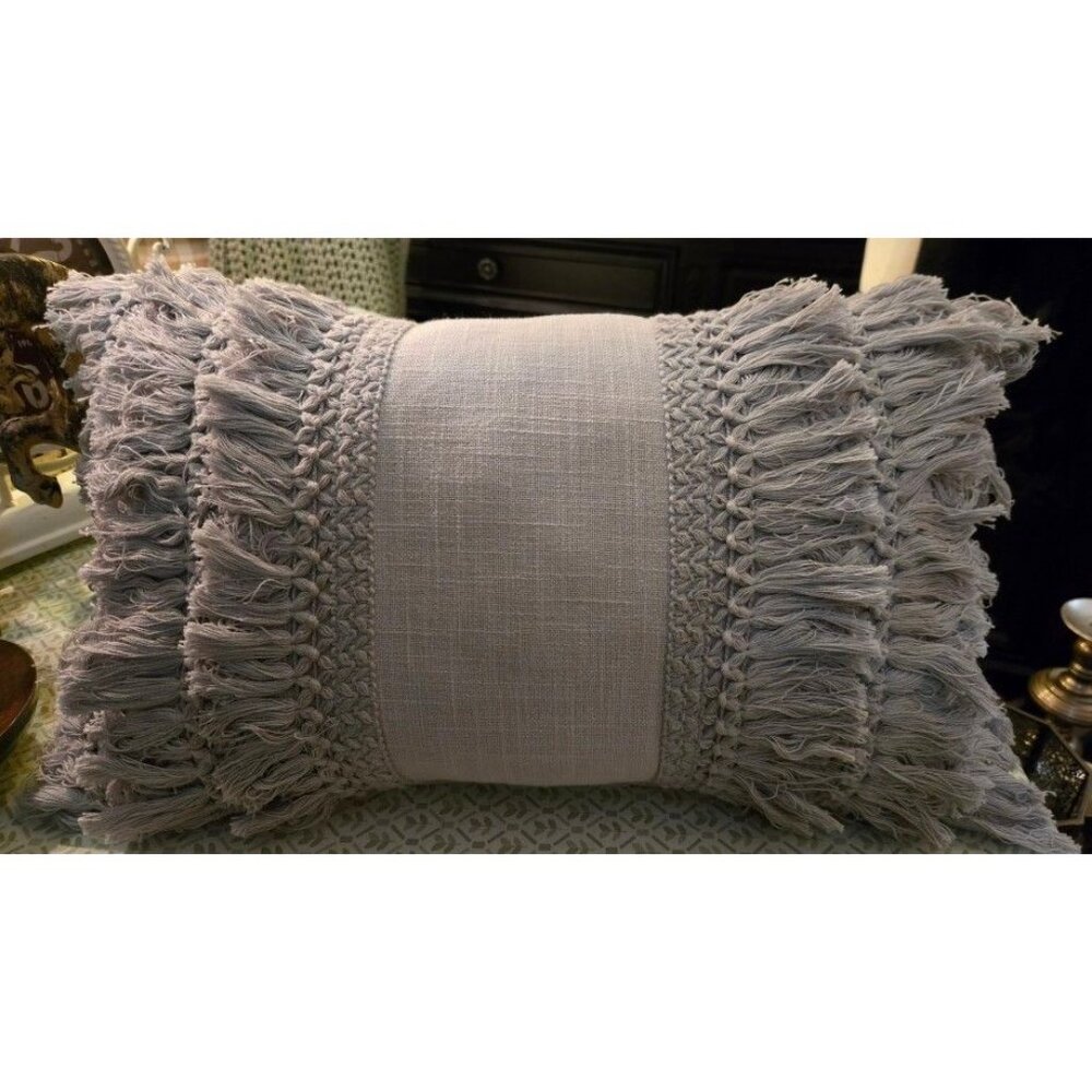 Boho...Peri Fringe Lumbar Pillow 20x10